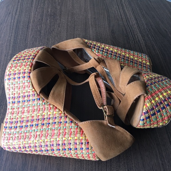 MULTI COLOR PLATFORM WEDGES - Picture 1 of 4